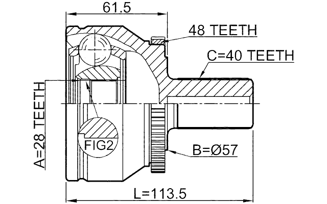 2710-XC90A48 - OUTER CV JOINT 28X57X40
