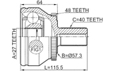 2710-XC90WDA48 - OUTER CV JOINT 27X57.4X40