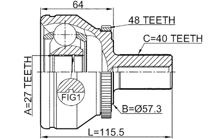 2710-XC90WDA48 - OUTER CV JOINT 27X57.4X40