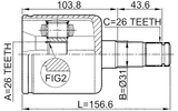 2711-S40IILH - INNER CV JOINT LEFT 26X31X26