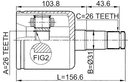 2711-S40IILH - INNER CV JOINT LEFT 26X31X26