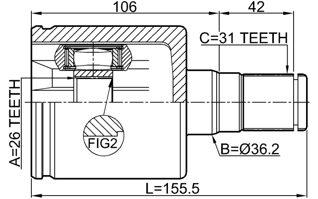 2711-S60IILH - INNER CV JOINT LEFT 26X36.2X31