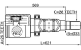 2711-S60IIRH - INNER CV JOINT RIGHT 26X33X28