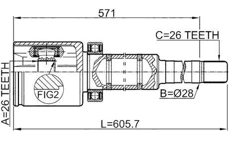 2711-S80AWDTRH - INNER CV JOINT RIGHT 26X28X26