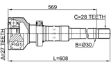 2711-XC90RH - INNER CV JOINT RIGHT 27X30X28
