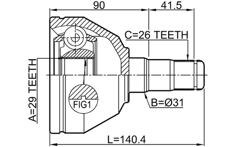 2711-XC90WDLH - INNER CV JOINT LEFT 29X31X26