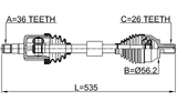 2714-S40LH - FRONT CV AXLE SHAFT LEFT 26X535X36