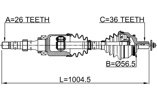 2714-SZRH - CV AXLE SHAFT ASSEMBLY RIGHT 26X1006X36