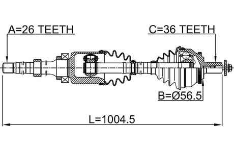 2714-SZRH - CV AXLE SHAFT ASSEMBLY RIGHT 26X1006X36