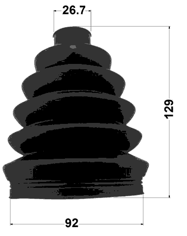 2717P-S80 - BOOT OUTER CV JOINT KIT PVC 92X129X26.7