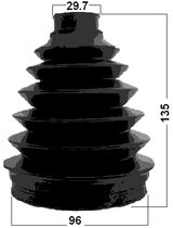2717P-V70F - BOOT OUTER CV JOINT KIT PVC 96X135X29.7