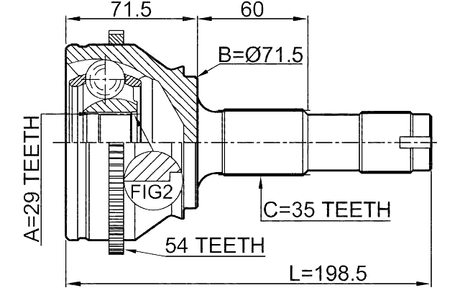 2810-DRUSA54 - OUTER CV JOINT 29X71.6X35