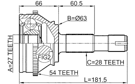 2810-DUCA54 - OUTER CV JOINT 27X63X28