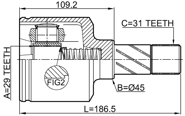 2811-DUCLH - INNER CV JOINT LEFT 29X45X31