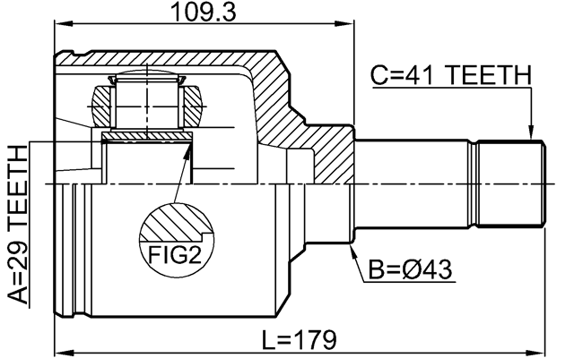 2811-DUCQ18LH - INNER CV JOINT LEFT 29X43X41