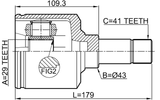 2811-DUCQ18LH - INNER CV JOINT LEFT 29X43X41