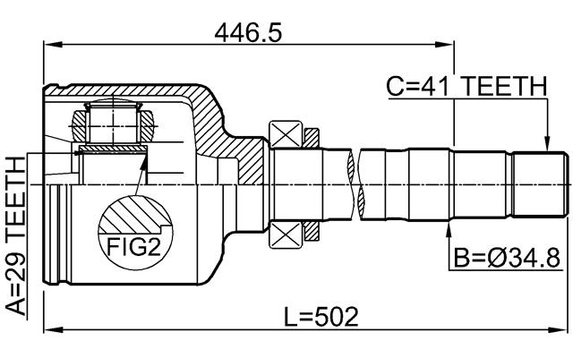 2811-DUCQ18RH - INNER CV JOINT RIGHT 29X34.8X41