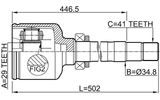 2811-DUCQ18RH - INNER CV JOINT RIGHT 29X34.8X41