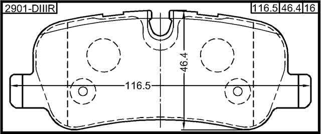 2901-DIIIR - PAD KIT, DISC BRAKE, REAR - KIT (INCLUDING BOLTS, WITH ANTI SQUEAL SHIM)