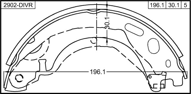 2902-DIVR - SHOE KIT, REAR BRAKE - KIT (WITH PARKING BRAKE LEVER, WITH SPRINGS)