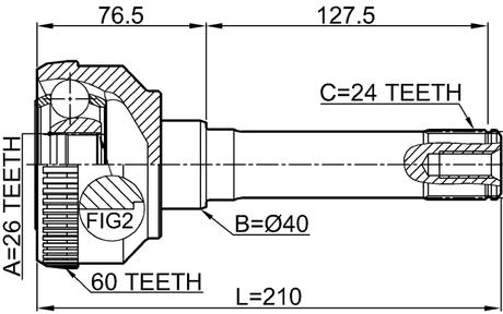 2910-DEF - OUTER CV JOINT 26X40X24