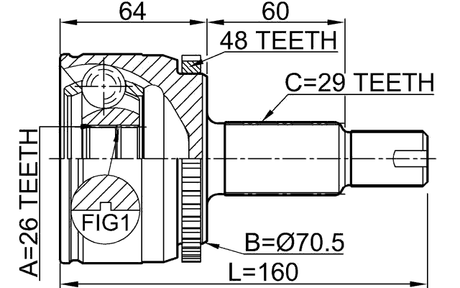 2910-DIVF - OUTER CV JOINT 26X70.5X29