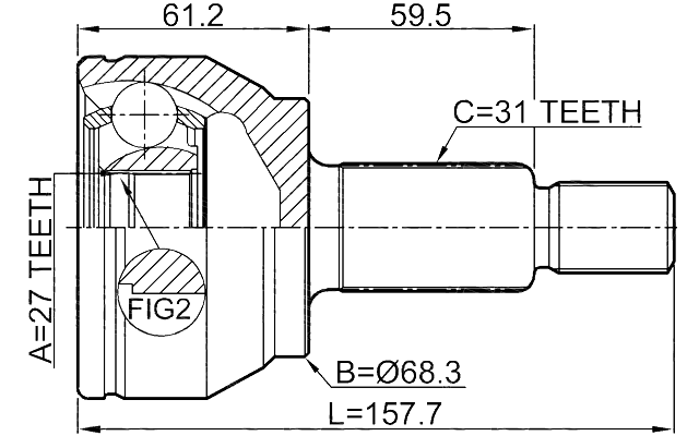 2910-EVOQ - OUTER CV JOINT 27X68.3X31