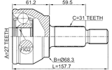2910-EVOQ - OUTER CV JOINT 27X68.3X31