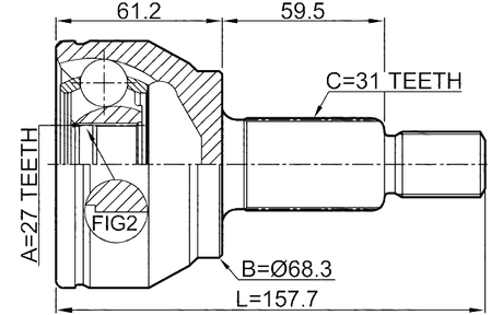 2910-EVOQ - OUTER CV JOINT 27X68.3X31