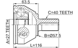 2910-FLIIF - OUTER CV JOINT 27X57.3X40