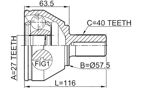 2910-FLIIF - OUTER CV JOINT 27X57.3X40
