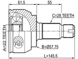 2910-FLIIR - OUTER CV JOINT REAR 22X57.7X28