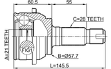 2910-FLIR - OUTER CV JOINT REAR 21X57.7X28