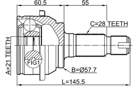 2910-FLIR - OUTER CV JOINT REAR 21X57.7X28