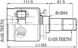 2911-DIVFLH - INNER CV JOINT LEFT 26X44X29