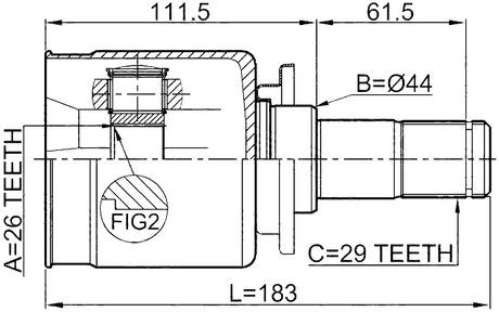 2911-DIVFLH - INNER CV JOINT LEFT 26X44X29