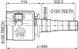 2911-DIVFRH - INNER CV JOINT RIGHT 26X44X29