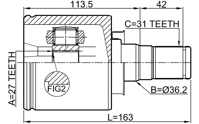 2911-FLIIFLH - INNER CV JOINT LEFT 27X36X31