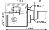 2911-FLIIFLH - INNER CV JOINT LEFT 27X36X31