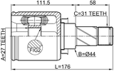 2911-FLIIMTLH - INNER CV JOINT LEFT 27X44X31