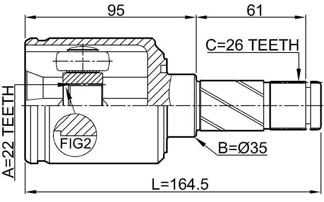 2911-FLIIR - REAR INNER CV JOINT 22X35X26