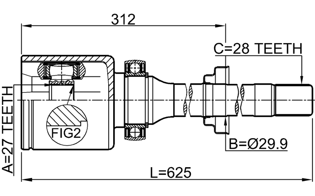 2911-FLIIRH - INNER CV JOINT RIGHT 27X29.9X28