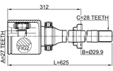 2911-FLIIRH - INNER CV JOINT RIGHT 27X29.9X28