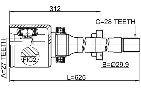 2911-FLIIRH - INNER CV JOINT RIGHT 27X29.9X28