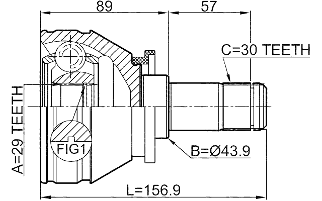 2911-RRIIIFLH - INNER CV JOINT LEFT 29X43.8X30