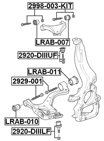 2998-003-KIT - SUSPENSION ARM BOLT W/ WASHER REPAIR KIT