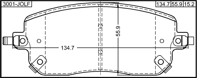 3001-JOLF - PAD KIT, DISC BRAKE, FRONT (WITH ANTI SQUEAL SHIM, WITH BRACKETS)