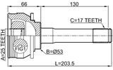3010-001 - OUTER CV JOINT 25X53X17