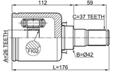 3011-F7LH - INNER CV JOINT 26X42X37