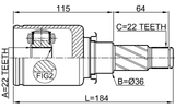 3011-F7R - REAR INNER CV JOINT 22X36X22